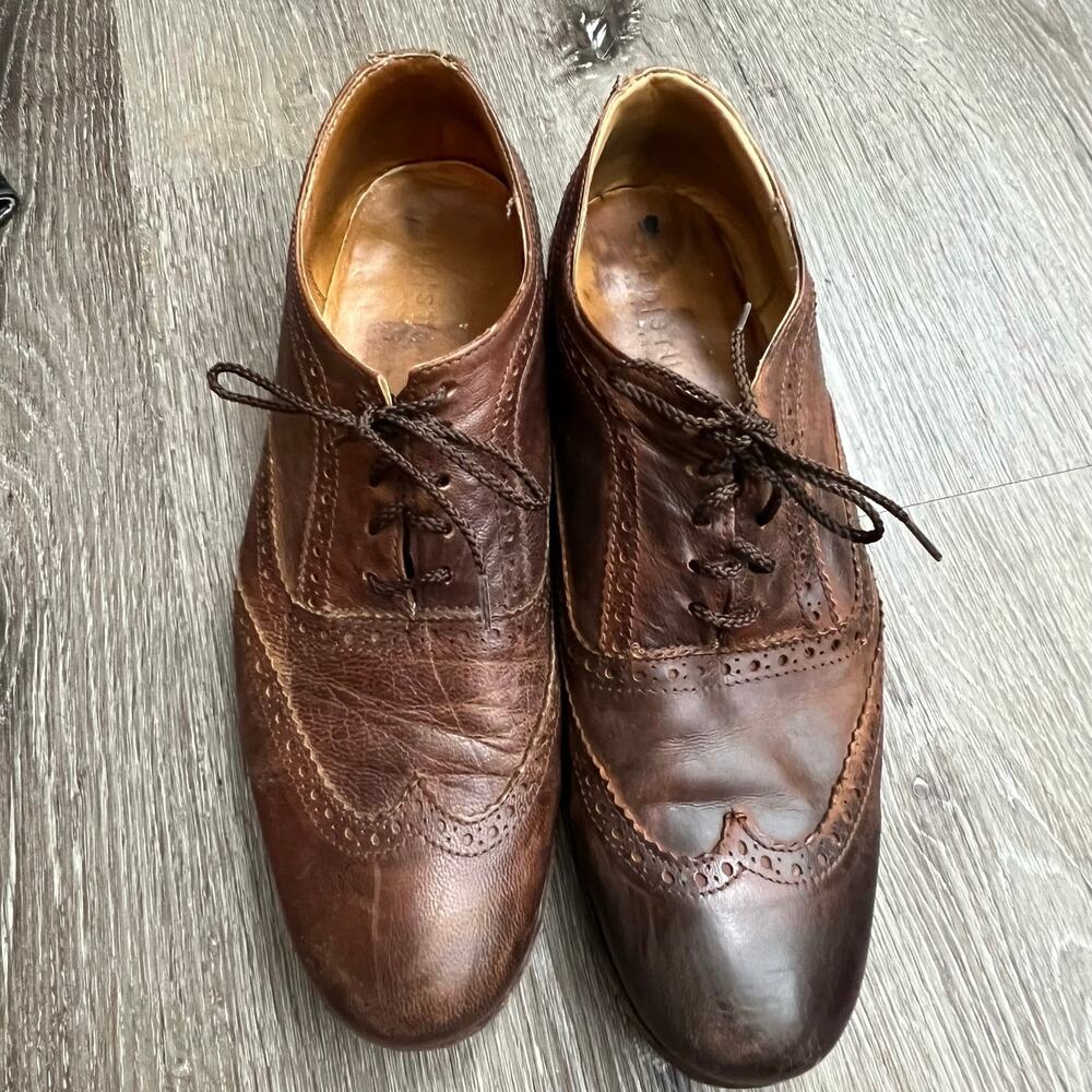Bed Stu Wing Tip Shoes Mens 9.5 Brown Distressed Cobbler Leather Anti Slip GUC